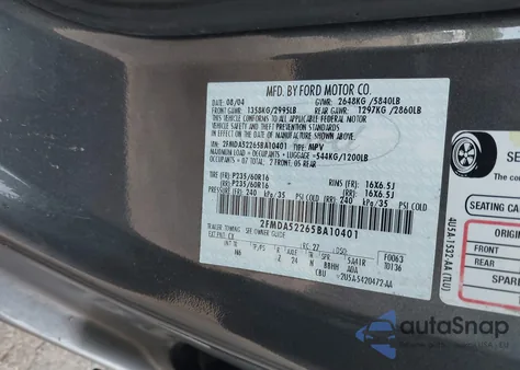 2005 Ford Freestar Sel z USA, uszkodzony, nr VIN 2FMDA52265BA10401